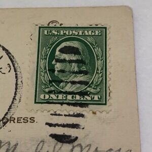 1910 Green Ben Franklin 1 Cent Stamp Cancelled On Antique Postcard